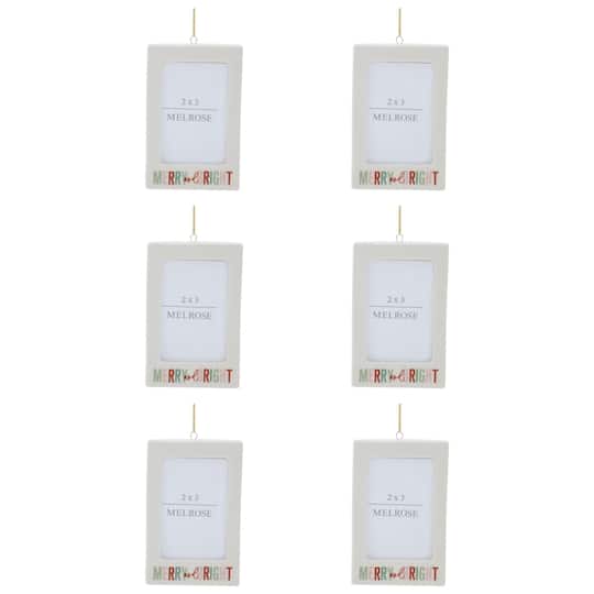 Melrose Merry & Bright 2" x 3" Photo Frame Ornaments, 6ct.